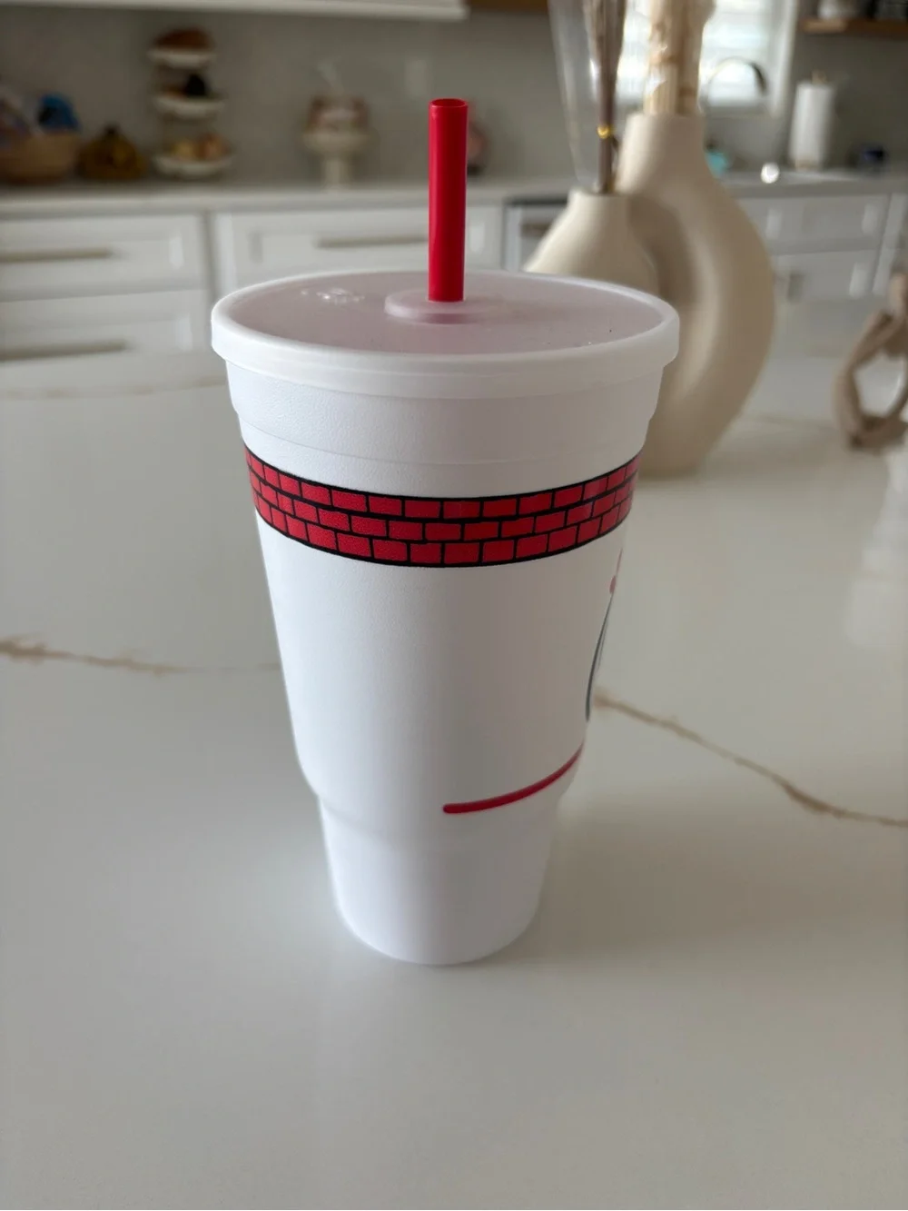 Chick-fil-A White & Red Reusable Drink Cup with Straw